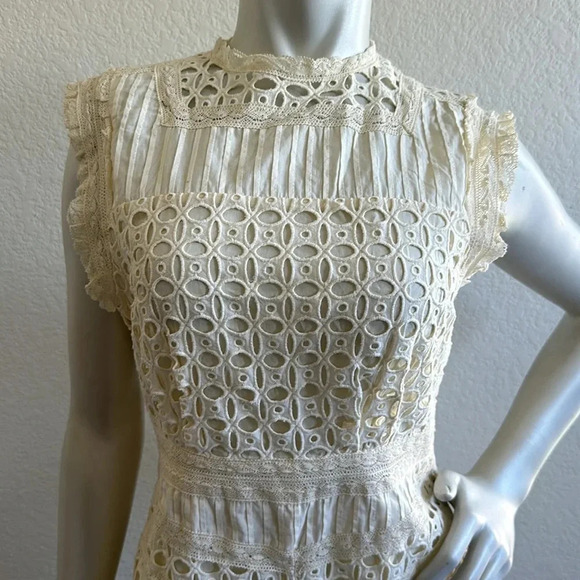 Free People Womens Victoria Sleeveless Lace-Trim Romper - Picture 6 of 10